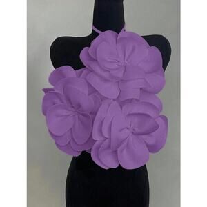 Lavender 3D Petal Bloom Halter Top – Oversized Sculpted Floral Bust Design S